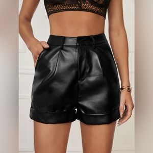 High waist pleather shorts